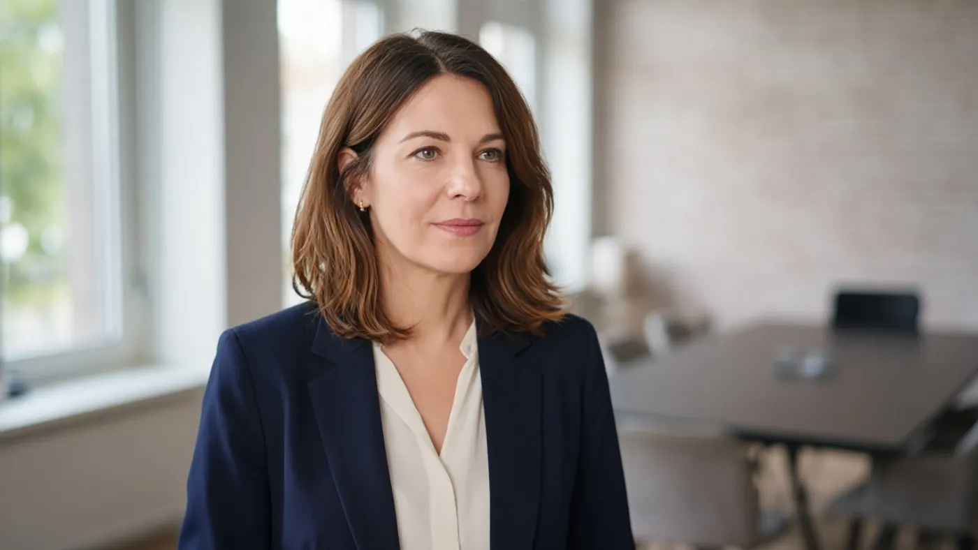 Dr. Femke Hermans, opleider zakelijk Engels, in de trainingsruimte in Amsterdam